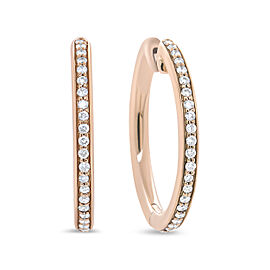 18K Rose Gold 1/5 Cttw Round Diamond Hoop Earrings (F-G Color, VS1-VS2 Clarity)