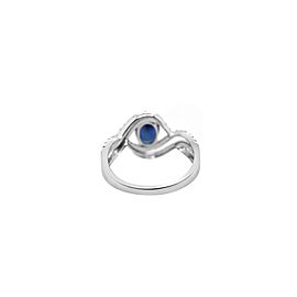 18k White Gold Blue Sapphire and Diamond Ring