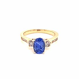 Diamond Blue Sapphire Ring 14k Gold Women Certified $4,950
