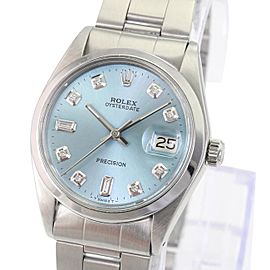 Ice Blue Oysterdate Precision Diamond Dial Smooth Bezel 34mm Watch