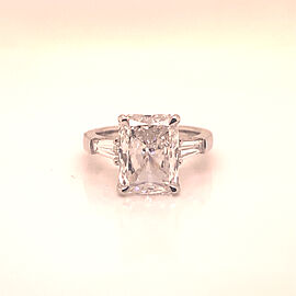 5 Carat Emerald Cut Lab Grown Diamond Engagement Ring.SideStones. IGI Certified