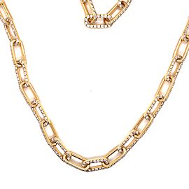 22 inch 18K Yellow Gold Pave Diamond Oval Link Necklace