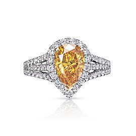 Valerie 3 Carat FVYO Pear Shape Diamond Engagement Ring Halo