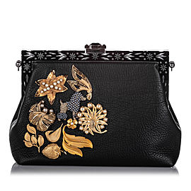Embellished Leather Vanda Clutch Bag