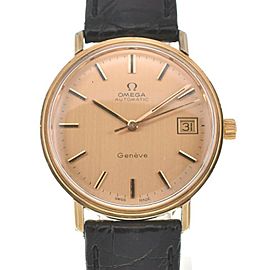 OMEGA Geneva Date GP/Leather gold Dial Automatic Watch LXGJHW-95