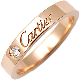Cartier Engraved 1P Diamond Ring K18 Rose Gold #48 US4.5 HK9.5 EU48