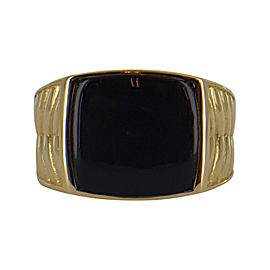 18K Yellow Gold Onyx Ring Size 10.5