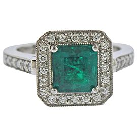 1.66 Carat Emerald Diamond Platinum Ring