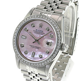 Rolex Men's Watch 36mm Datejust Stainless Steel Pink MOP Diamond Diamond Bezel