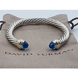David Yurman Cable Classic Sterling Silver and 14K Yellow Gold with Blue Topaz Bracelet