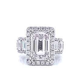 8 Carat Emerald Cut Lab Grown Diamond Engagement Ring. IGI Certified Halo Eternity