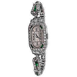 Platinum, Diamond and Emerald Wristwatch