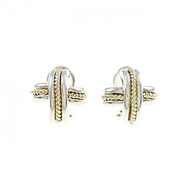 Tiffany & Co 925 Silver/18K Yellow Gold VINTAGE Signature Earrings E0791