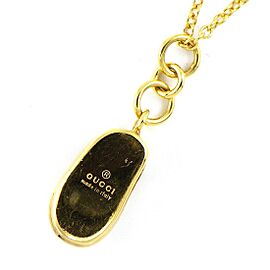 GUCCI 18K Yellow Gold Bit Loafer Motif GG Logo Necklace