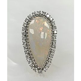 18K White Gold Opal Diamond Ring