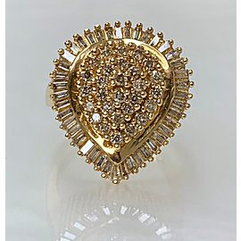 14K Yellow Gold Pear Shape Yellow Gold Diamond Ring