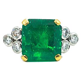 18 Karat Emerald and Diamond Ring with AGL Report