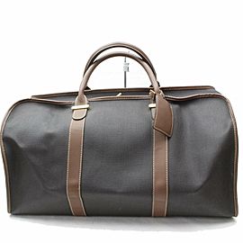 Alfred Dunhill Duffle Black/Brown Bicolor Boston 869987 Black/Brown Coated Canvas Weekend/Travel Bag