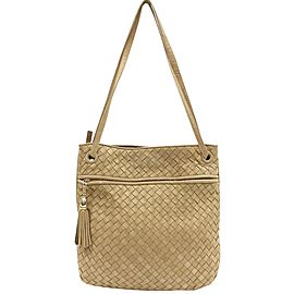 Bottega Veneta Intrecciato Woven 865603 Gold Leather Shoulder Bag