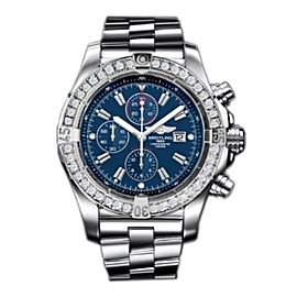 Breitling Super Avenger A13370 Stainless Steel Watch with Custom Diamond Bezel