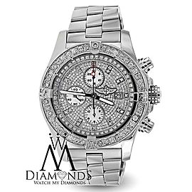 Breitling Super Avenger A13370 Stainless Steel Watch Customized with Genuine Diamonds