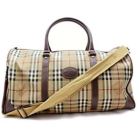 Burberry Duffle Boston with Strap Nova Check 872496 Beige Coated Canvas Weekend/Travel Bag