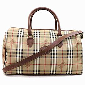 Burberry Beige Nova Check Boston Duffle Bag with Strap 868461