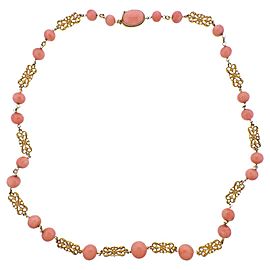 Coral Gold Long Necklace