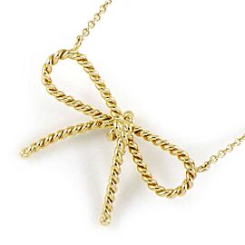 TIFFANY & Co 18K Yellow Gold Bow Twist Ribbon Necklace