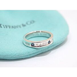 Tiffany & Co Sterling Silver 1837 Montana Sapphires Band US 4.5" Ring J0174