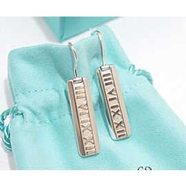 Tiffany & Co Sterling Silver Atlas Bar Hook Dangle Earrings