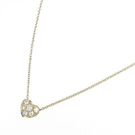 TIFFANY & Co 18K Yellow Gold Pave Heart Diamond Necklace LXGKM-104