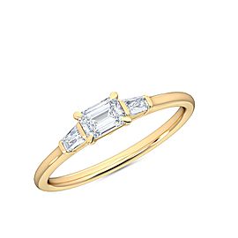 0.30 Ct Horizontal Emerald and Baguette Cut Petite Lab Grown Diamond Ring in 14K Yellow Gold (E-F, VS1-VS2, 0.30 cttw) by MadeForUs