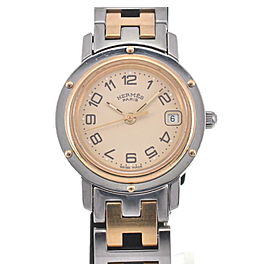 HERMES Clipper Stainless Steel Gold Plated Quartz Watch LXGJHW-641