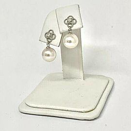Diamond Akoya Pearl Earrings 8.42 mm Women 14k Gold Certified $699