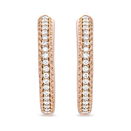 18K Rose Gold 1/3 Cttw Round Cut Diamond Hoop Earrings (F-G Color, VS1-VS2 Clarity)