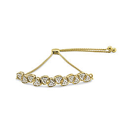 Yellow Gold Plated .925 Sterling Silver 1/2 Cttw Diamond Sideways Hearts Bolo Bracelet (H-I Color, I1-I2 Clarity) - 4”-10” Adjustable