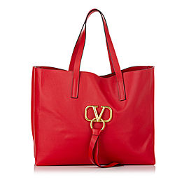 Valentino VRing Leather Tote Bag