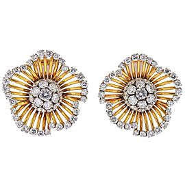 Van Cleef & Arpels Diamond Gold Flower Earrings