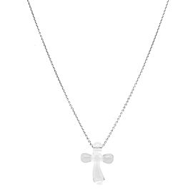 Tiffany & Co. Platinum Chain Clear Quartz Cross Pendant Necklace