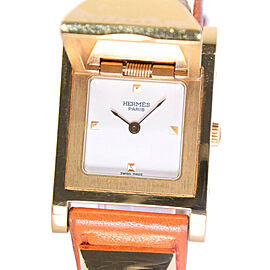 HERMES Medor leather/Gold Plated Women Watches LXNK-130