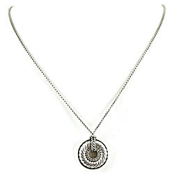 David Yurman Sterling Silver 18" .13tcw Small Diamond Sculpted Cable Disc Necklace
