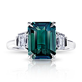 David Gross Emerald Green Sapphire and Diamond Ring