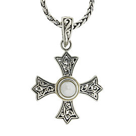 Effy Balissima Two Tone Cross and Pearl Necklace