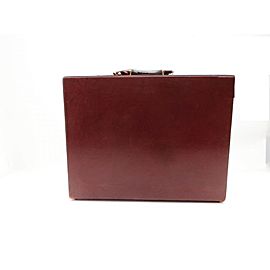 Cartier Hard Trunk Briefcase Attache Burgundy 239242 Bordeaux X Gold Leather Satchel