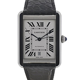 Cartier Tank Solo XL Stainless Steel and Leather Automatic 31mm Watch