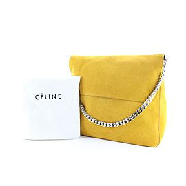 Céline Gourmette Hobo Chain 9cer0613 Mustard Yellow Suede Shoulder Bag
