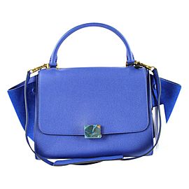 Céline Trapeze Drummed Calfskin Suede Small 819cet1 Blue Leather Shoulder Bag