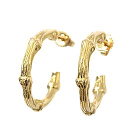 Tiffany Co 18K Yellow Gold Bamboo Hoop Pierced Earrings