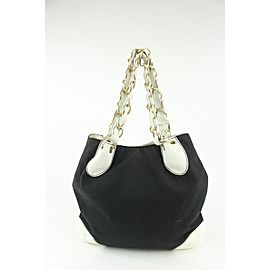 Chanel Black x White Gold Chain Tote Bag 1028c19